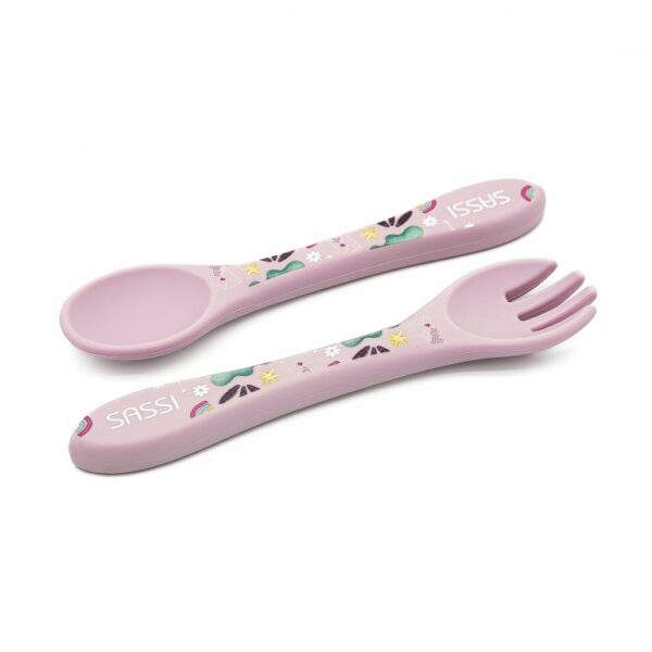 Set fourchette et cuillère en silicone Licorne - Sassi – Image 2